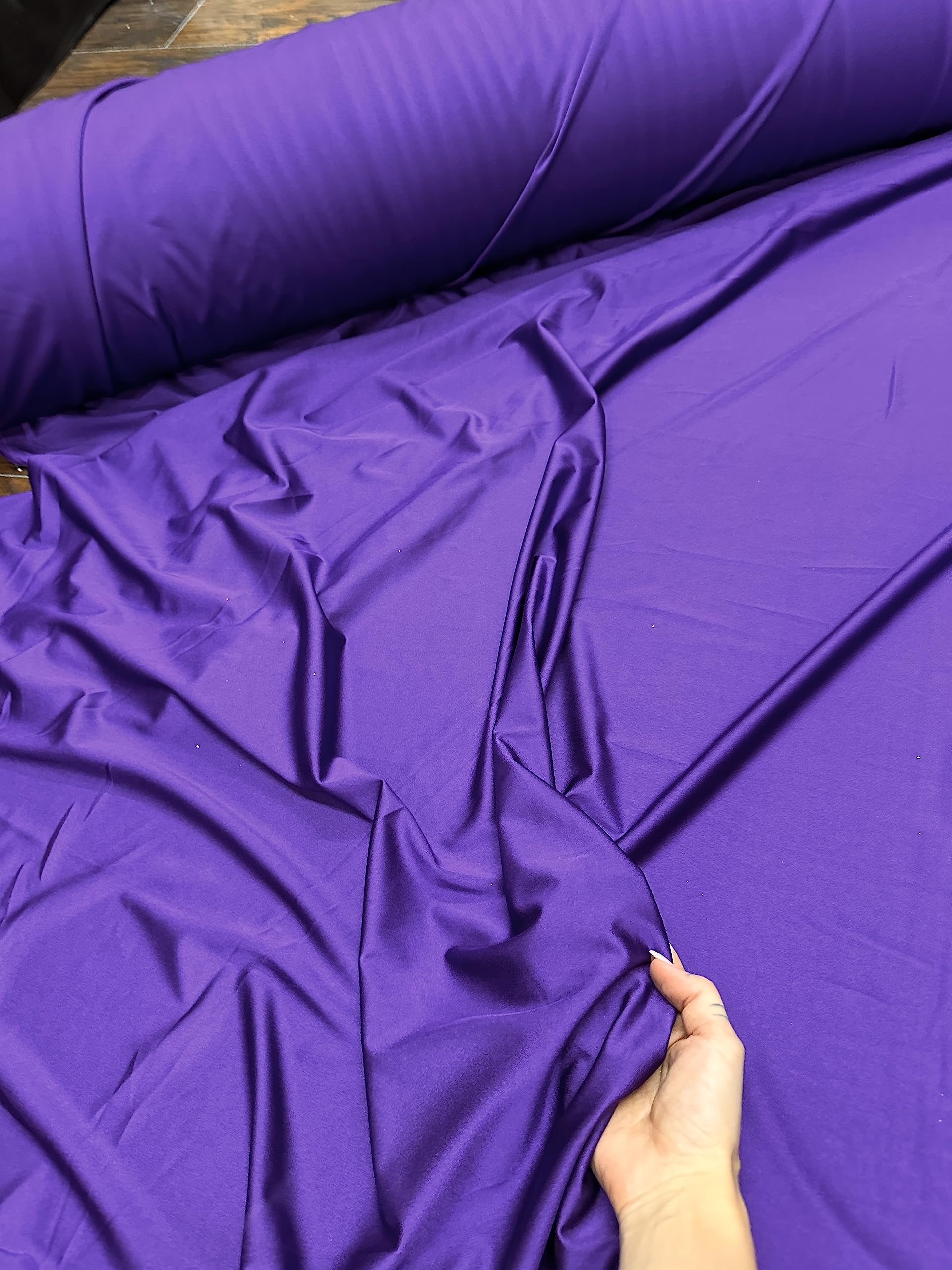 Premium Yoga Nylon Spandex Fabric - Ultra-Soft & Stretchy 4-Way Stretch Fabric by The Yard - Perfect for Activewear and Swimsuit Fabric, and More -1 Yard - 58 Inch Width (Purple)