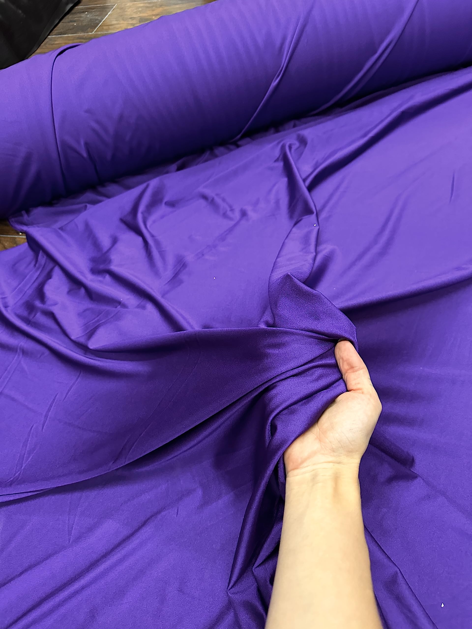 Premium Yoga Nylon Spandex Fabric - Ultra-Soft & Stretchy 4-Way Stretch Fabric by The Yard - Perfect for Activewear and Swimsuit Fabric, and More -1 Yard - 58 Inch Width (Purple)