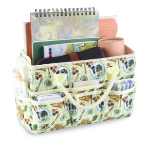 qianshan craft organizer bag with multiple pockets, large art storage caddy with handles for art, craft, sewing, make-up，scrapbooking, medical, and office supplies storage.yellow lunch