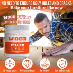 SMAPHY Wood Putty Filler, White Wood Filler Putty, Wood Filler Paintable, Stainable, Sandable can Quickly Repair Holes, Cracks, Chips and Scorched Areas of Wooden Furniture(9.87 Ounce)