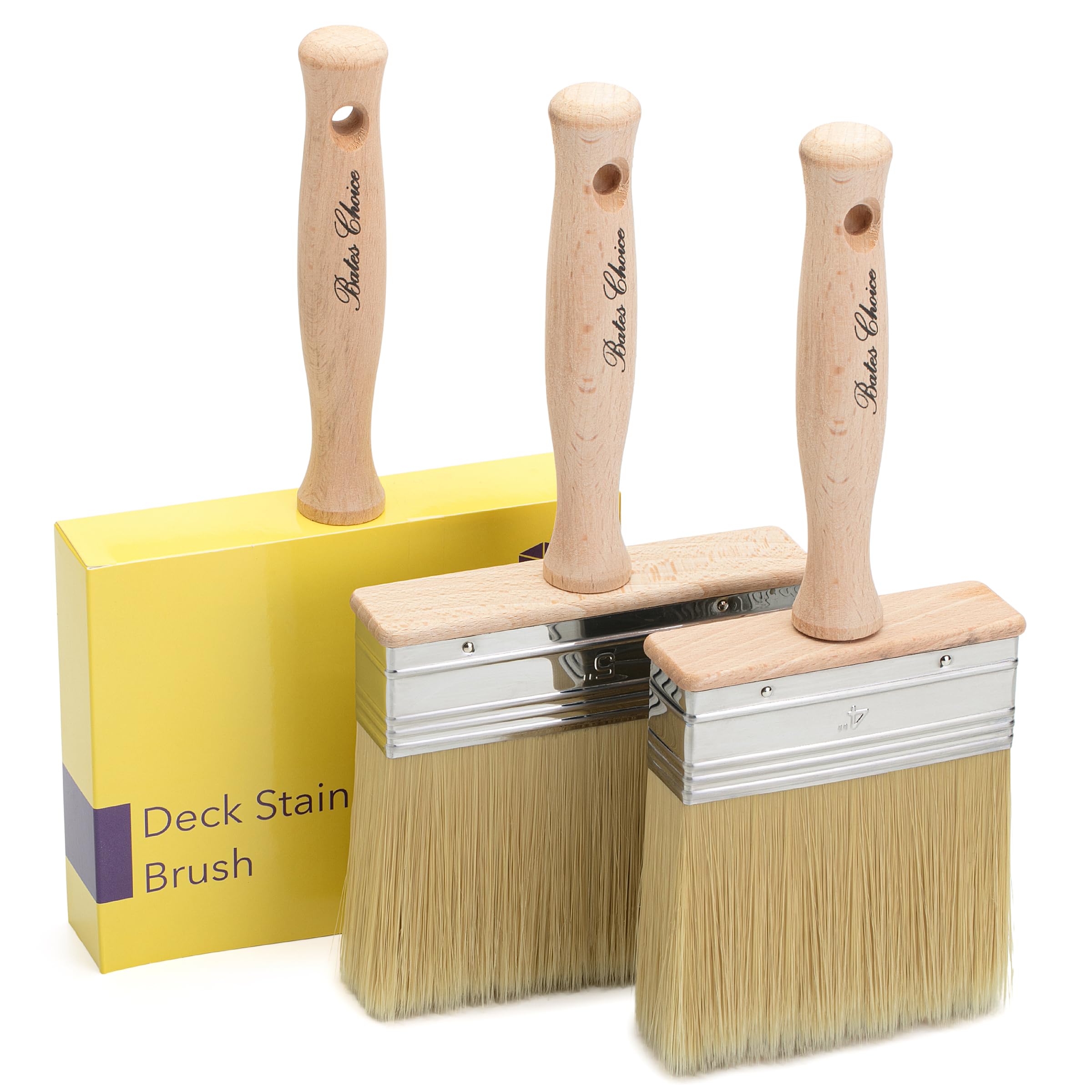 Bates- Deck Stain Brush Set, 4”, 5” and 6”, Stain Brushes for Wood, Deck Stain Applicator, Deck Brush, Wide Paint Brush, Large Paint Brushes, Wood Stain Brush, Masonry Brush, Wood Stain Applicator