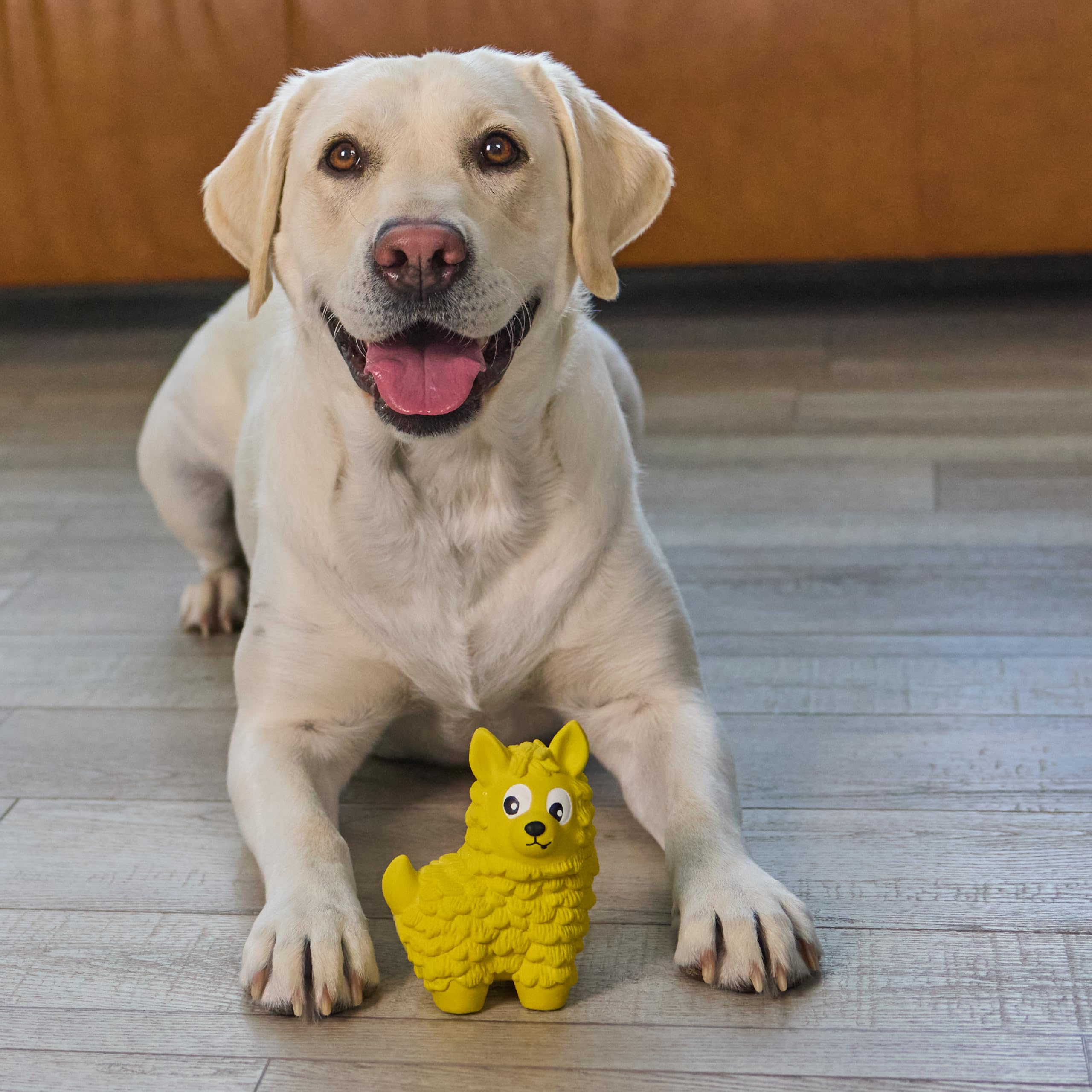 Outward Hound Tootiez Llama Grunting Latex Rubber Dog Toy, Large, Yellow