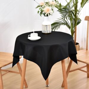 wolkemer small square tablecloth 36 x 36 inch washable fabric table cloth solid black table cover for nightstand end bedside table tabletop decoration