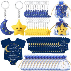 huquary 300 pcs baby shower keychain decoration baby shower party favors moon star keychains little star favors thank you cards organza bags for guests gender reveal keepsakes