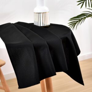 Wolkemer Small Square Tablecloth 36 x 36 Inch Washable Fabric Table Cloth Solid Black Table Cover for Nightstand End Bedside Table Tabletop Decoration