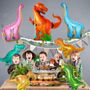 Dinosaur Foil Balloons Set (12-50 in), 9 Pieces Large Dinosaur Aluminum Mylar Balloons for Kids, Giant Cute Dinosaur Birthday Party Decorations for Boys Jungle Dino Theme Baby Shower Decor Supplies