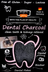 qchefs dental charcoal for cats – two month supply* - food topper - after meal licking treat, oral health snack with amino acids.