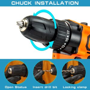 Nichilas Cordless Drill, 21V Power Screwdriver 2 Variable Speed 3/8” Keyless Chuck, 1500mAh Battery and Charger for assembling, repairing and DIY