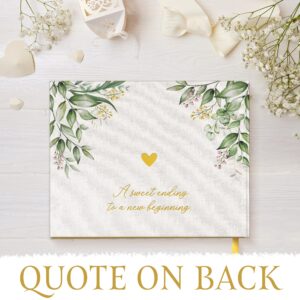 Elegant Guest Book with Linen Cover, Wedding Guest Book Capture Cherished Memories of Your Special Day, Memory Book with Place for Photo on The Cover, 120 Thick Papers with Stickers Messages