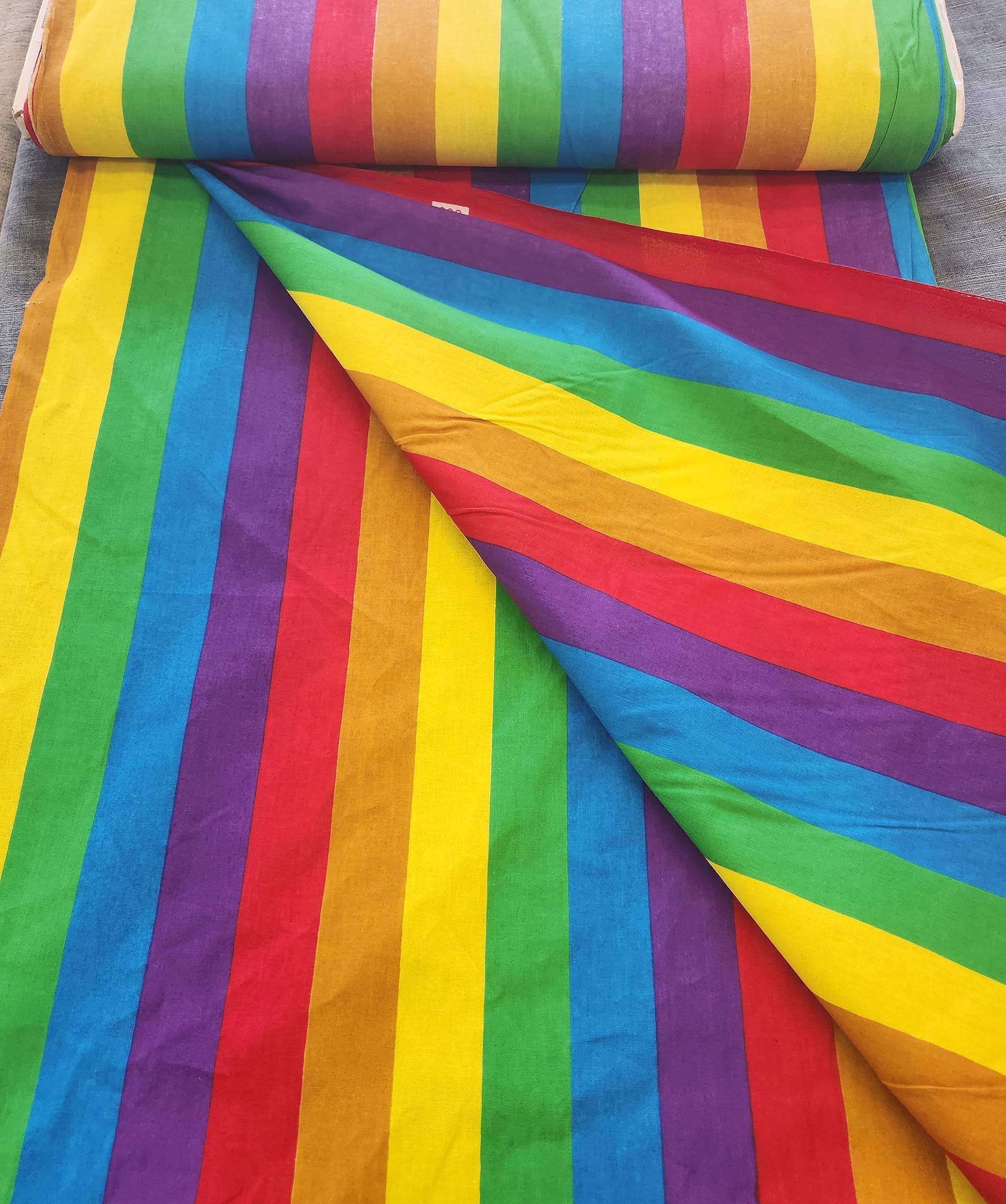 Rainbow Pride Stripe Vertical LGBT Gay Colorful Printed on 100% Cotton 44 Inches Wide Fabric by The Yard - Sewing Quilting Apparel Crafts Decor (1 Yard, Pride Stripe Vertical)