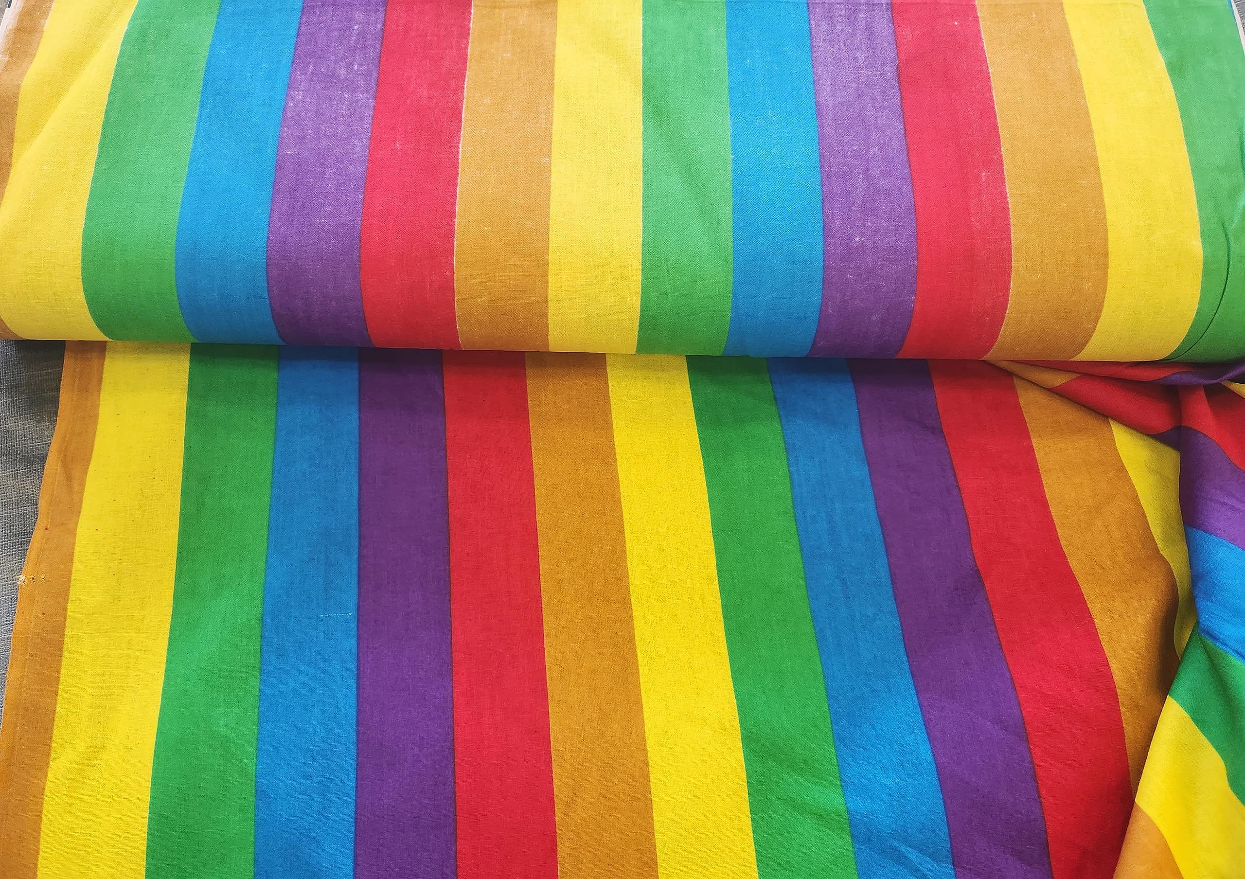 Rainbow Pride Stripe Vertical LGBT Gay Colorful Printed on 100% Cotton 44 Inches Wide Fabric by The Yard - Sewing Quilting Apparel Crafts Decor (1 Yard, Pride Stripe Vertical)