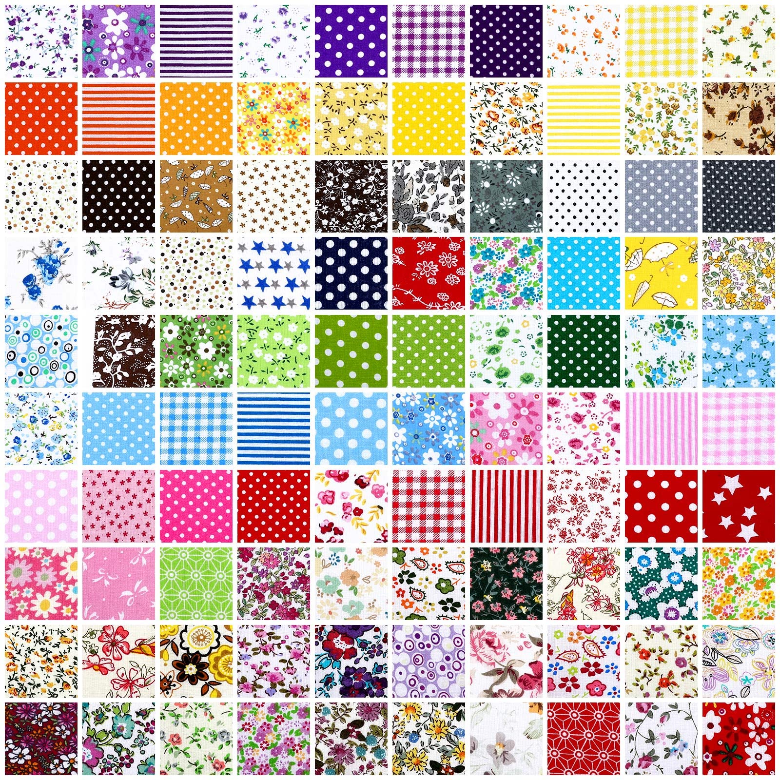 Preboun 1500 Pcs 4 x 4 Inches Cotton Fabric Square Bulk Precut Craft Fabric Bundle Floral Patterns Sewing Quarters Fat Flower Fabric Quilting Patchwork for DIY Craft Sewing Clothing Scrapbooking