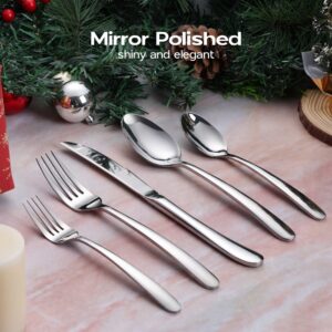 Onader 65 Piece Heavy Duty Silverware Set with Serving Utensils Stainless Steel Flatware Cutlery Set for 12