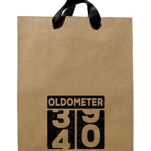 FarmedandFashioned Funny Birthday Gift Bags, Oldometer 40th Birthday Gift Bag With Black Ribbon Handles, Kraft Bag, Novelty Gift Bags, Gift Bag For Old People, Gift Bag For Friend