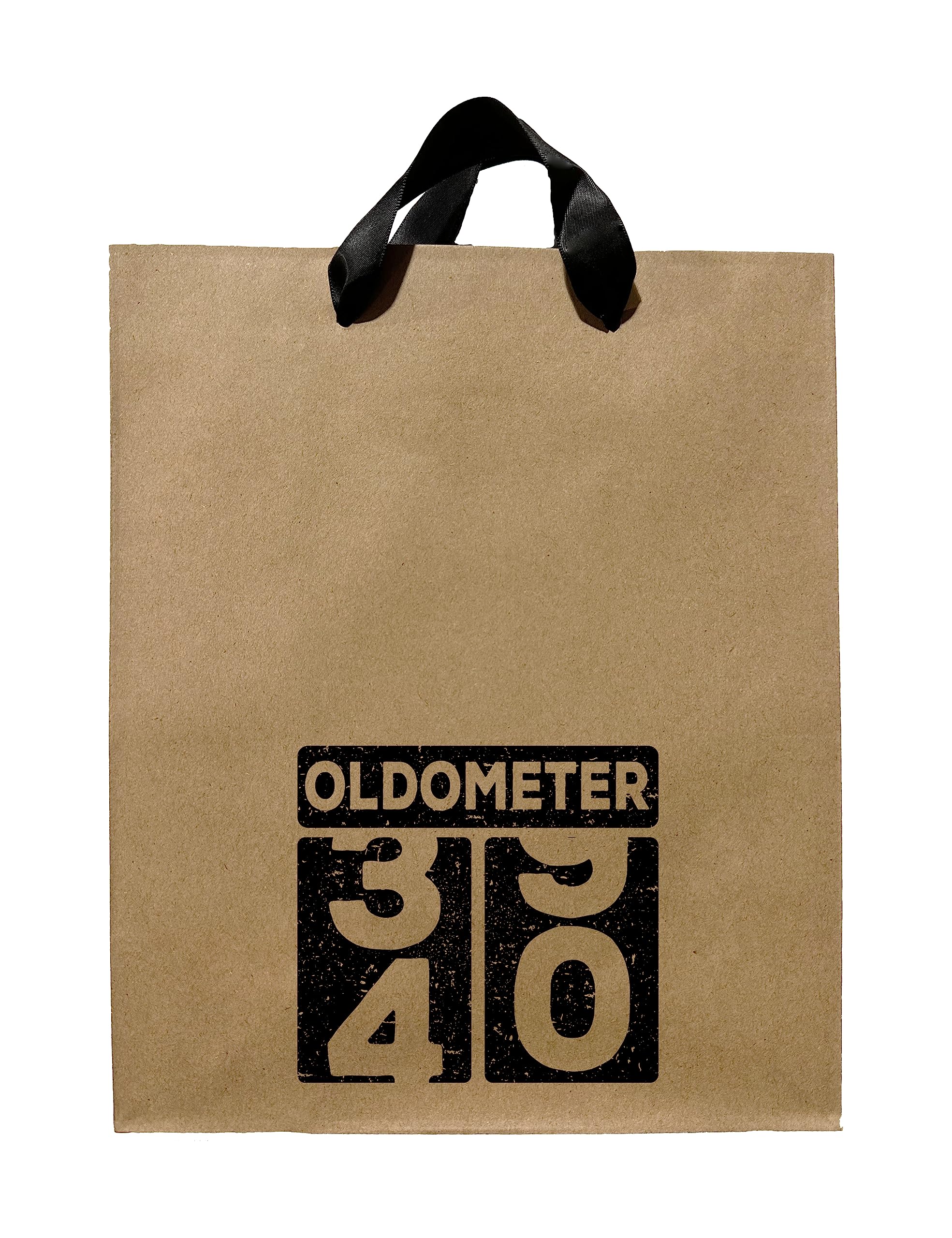 FarmedandFashioned Funny Birthday Gift Bags, Oldometer 40th Birthday Gift Bag With Black Ribbon Handles, Kraft Bag, Novelty Gift Bags, Gift Bag For Old People, Gift Bag For Friend