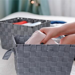 BROOKSTONE [2 PACK] Woven Storage Basket, Organization and Storage Bin with Handles, Metallic Frame for Extra Durability, Suitable for Any Décor Style