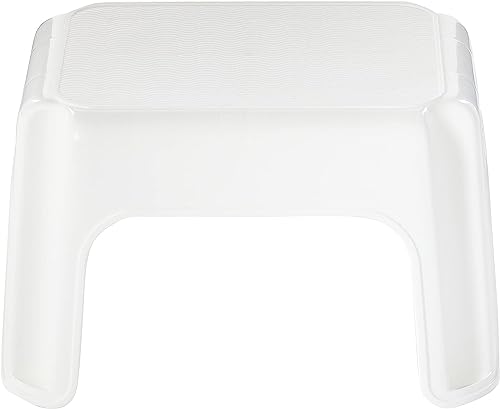 Rubbermaid Step Stool, 9.5-Inch High, White, Plastic, Small Single Step Stool for Kids/Adults in Home/Kitchen/Laundry/Garage/Bathroom (Pack of 2)