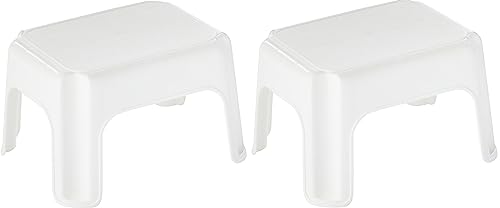 Rubbermaid Step Stool, 9.5-Inch High, White, Plastic, Small Single Step Stool for Kids/Adults in Home/Kitchen/Laundry/Garage/Bathroom (Pack of 2)