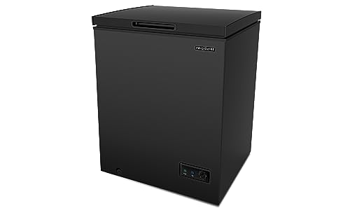 Frigidaire EFRF5003-BLACK Chest Deep Freezer-GARAGE-READY, 5.0 Capacity, Black-Adjustable Thermostat-Removable Vinyl Coated Wire Basket-Easy Defrost Drain, 5 cu ft