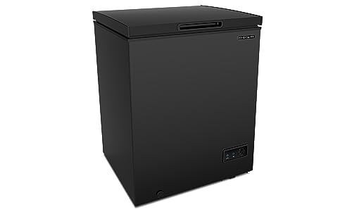 Frigidaire EFRF5003-BLACK Chest Deep Freezer-GARAGE-READY, 5.0 Capacity, Black-Adjustable Thermostat-Removable Vinyl Coated Wire Basket-Easy Defrost Drain, 5 cu ft