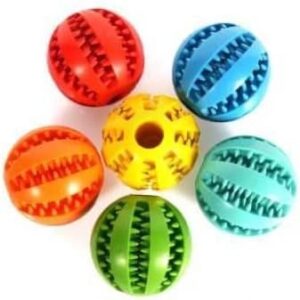 We Rocks Dog Toy Ball,Nontoxic Bite Resistant Teething Toys Balls for Small Dog and Puppy Cat, Dog Pet Food Treat Feeder Chew Tooth Cleaning Ball Exercise Game Dog Ball (Yellow)