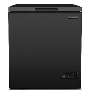 Frigidaire EFRF5003-BLACK Chest Deep Freezer-GARAGE-READY, 5.0 Capacity, Black-Adjustable Thermostat-Removable Vinyl Coated Wire Basket-Easy Defrost Drain, 5 cu ft