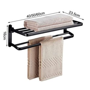 Towel Rail Towel Bar Towel Holder Wall Mounted Bath Towel Rack,Towel Bar Rail Bath Towel Shelf Matte Dual Towel Holder Stainless Steel Kitchen Bathroom Towel Rack Towel Shelf (Size : 60Cm)