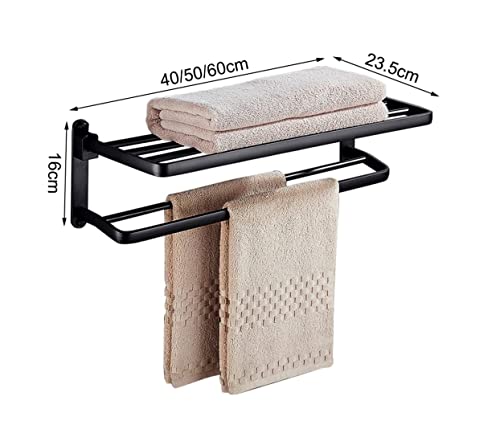 Towel Rail Towel Bar Towel Holder Wall Mounted Bath Towel Rack,Towel Bar Rail Bath Towel Shelf Matte Dual Towel Holder Stainless Steel Kitchen Bathroom Towel Rack Towel Shelf (Size : 60Cm)