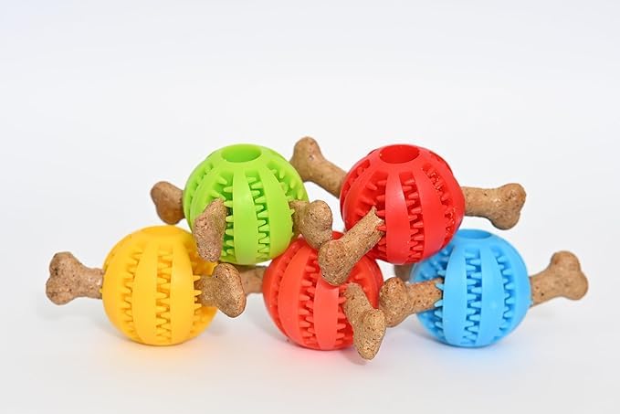 We Rocks Dog Toy Ball,Nontoxic Bite Resistant Teething Toys Balls for Small Dog and Puppy Cat, Dog Pet Food Treat Feeder Chew Tooth Cleaning Ball Exercise Game Dog Ball (Yellow)