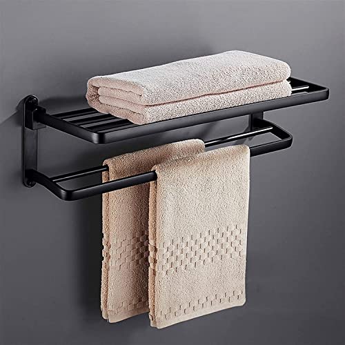 Towel Rail Towel Bar Towel Holder Wall Mounted Bath Towel Rack,Towel Bar Rail Bath Towel Shelf Matte Dual Towel Holder Stainless Steel Kitchen Bathroom Towel Rack Towel Shelf (Size : 60Cm)