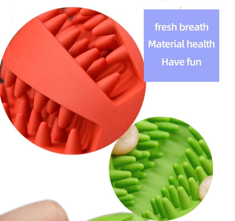 We Rocks Dog Toy Ball,Nontoxic Bite Resistant Teething Toys Balls for Small Dog and Puppy Cat, Dog Pet Food Treat Feeder Chew Tooth Cleaning Ball Exercise Game Dog Ball (Red)