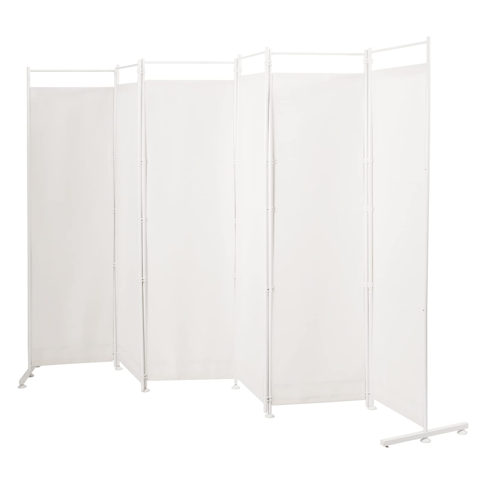 GOFLAME 6 Ft Room Divider, 6 Panel Folding Wall Divider, Freestanding Partition with Adjustable Foot Pads, Perfect Privacy Screen for Home Office, White