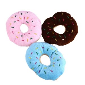 1Pcs Donut Dog Chew Toy Soft Plush Donut Sound Toy Cute Pet Bite Squeaker Sound Puppy Dog Plush Chewing Toy Pet Supply for Puppy(Blue)