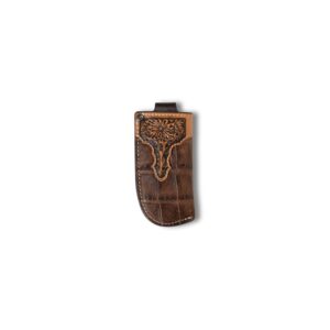 ariat vertical knife sheath crocodile print, brown