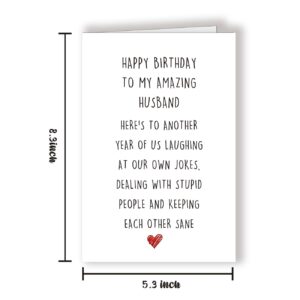 Longkado Sweet Happy Birthday Day Card for Amazing Husband, Humorous Birthday Card for Him from Wife, Another Year Bday Card as A Gift