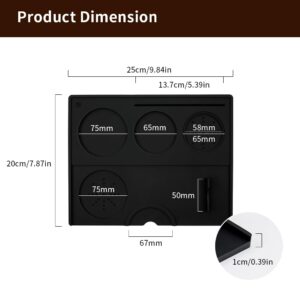 Espresso Tamping Mat - Espresso Tamping Station Food Grade Silicone Coffee Tamper Mat Espresso Accessory for Baristas Home Kitchen Bar Coffee Shop 9.84Inch x 7.87Inch (Black)