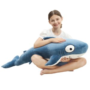 HAIJUNYA 48” Blue Giant Sharks Plush,Large Whale Shark Stuffed Animals, Big Ocean Sea Fish Squishy Body Pillow Soft Plushies Toys,Gifts for Kids Girls Boys, Birthday,Easter