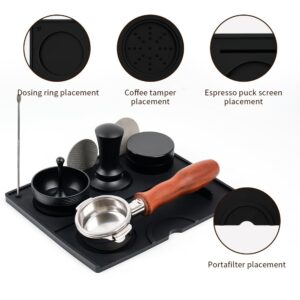 Espresso Tamping Mat - Espresso Tamping Station Food Grade Silicone Coffee Tamper Mat Espresso Accessory for Baristas Home Kitchen Bar Coffee Shop 9.84Inch x 7.87Inch (Black)