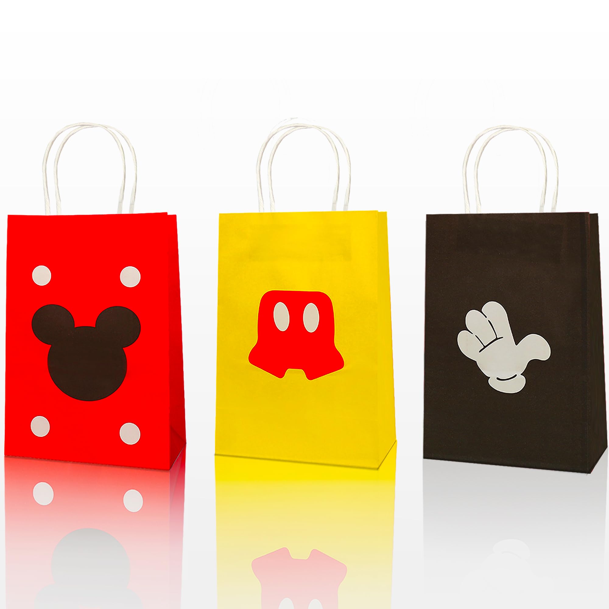 JAROVOKUWO 24 Pcs Cartoon Mouse Party Favor Treat Bags Gift Bags,Cake Snack Goody Cardboard Bags for Kids Mouse Theme Baby Shower Birthday Party Decorations Supplies