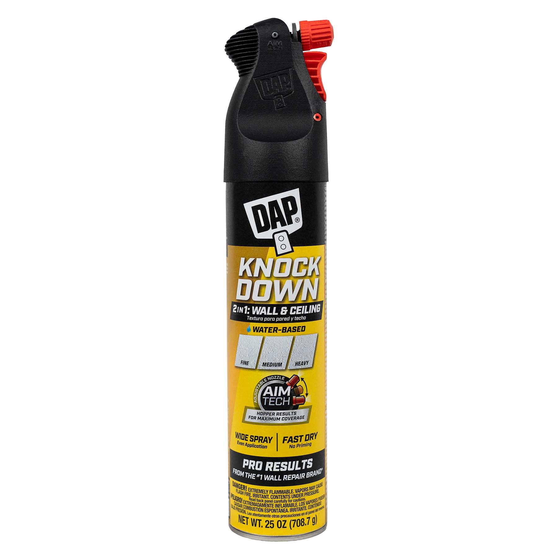 DAP Spray Texture Knockdown Water Based 2n1 Wall & Ceiling Texture Spray with Aim Tech Nozzle, White, 25 Oz (7079850010)