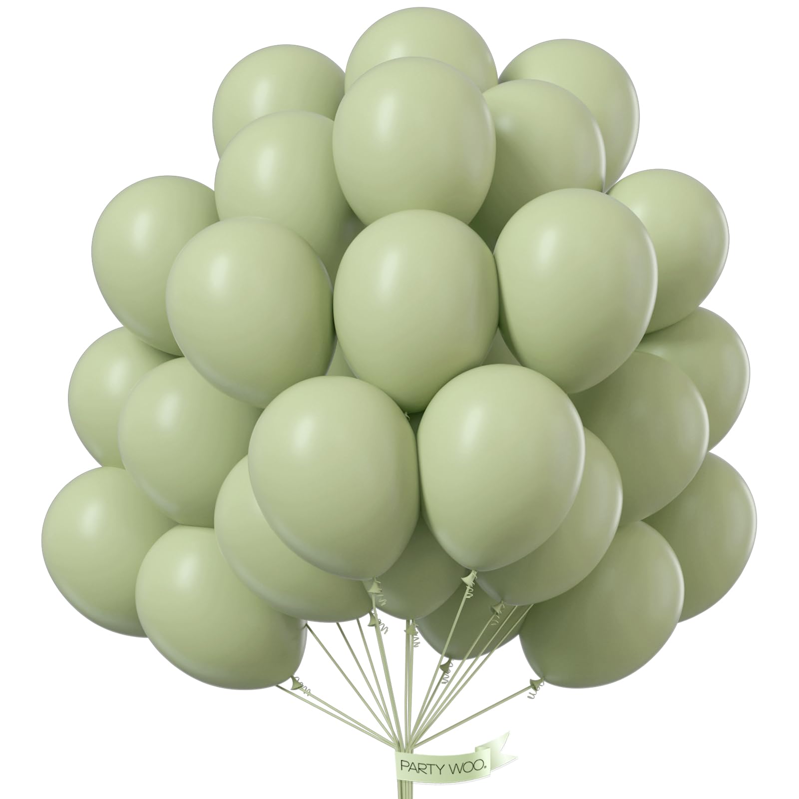 PartyWoo Beryl Green Balloons, 50 pcs 12 Inch Boho Green Balloons, Dusty Green Balloons for Balloon Garland or Balloon Arch as Birthday Decorations, Party Decorations, Wedding Decorations, Green-F32