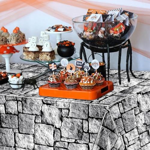 4Pcs Stone Wall Tablecloths, Cobblestone Tablecloths, Rectangular Brick Tablecloth, Stone Printed Table Cover, Stone Wall Backdrop for Medieval Castle Knight Halloween Party Supplies, 51 x 86 Inch