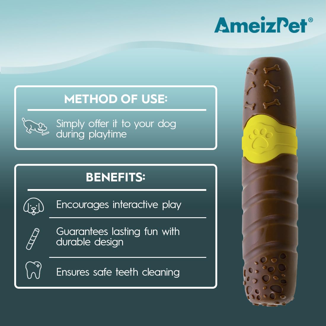 AmeizPet Beef Flavor Joint Dog Chew Toy for Medium/Large Breed Dogs, Indestructible Durable Long Lasting 100% Nylon Dog Chew Toy for Aggressive Chewers - Funny Cigar Dog Toy to Keep Them Busy