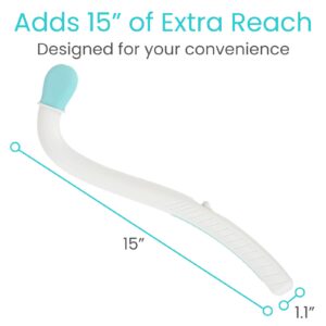 Vive Toilet Aids for Wiping Bottom - Bum Wipe Wand Assist Tool for Toileting - 15" Long Reach Comfort Wiper for Obese, Bathroom Extender - Handicap Assistance for Personal Hygiene for Adults, Seniors