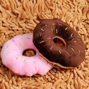 1Pcs Donut Dog Chew Toy Soft Plush Donut Sound Toy Cute Pet Bite Squeaker Sound Puppy Dog Plush Chewing Toy Pet Supply for Puppy(Blue)