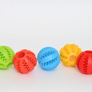 We Rocks Dog Toy Ball,Nontoxic Bite Resistant Teething Toys Balls for Small Dog and Puppy Cat, Dog Pet Food Treat Feeder Chew Tooth Cleaning Ball Exercise Game Dog Ball (Red)