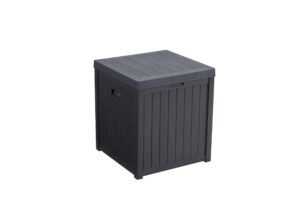 ehhly pool storage deck box outdoor waterproof, small toy storage box for patio 52 gallon, portable porch storage box durable extra seat for patio cushion storage, easy to install (grey)