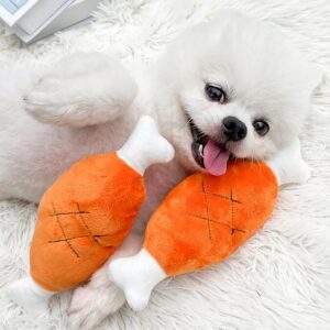 2 Pack Chicken Leg Plush Toy Pet Squeaker Toy Dog Cat Chewing Toys Dog Toys That Make Sounds