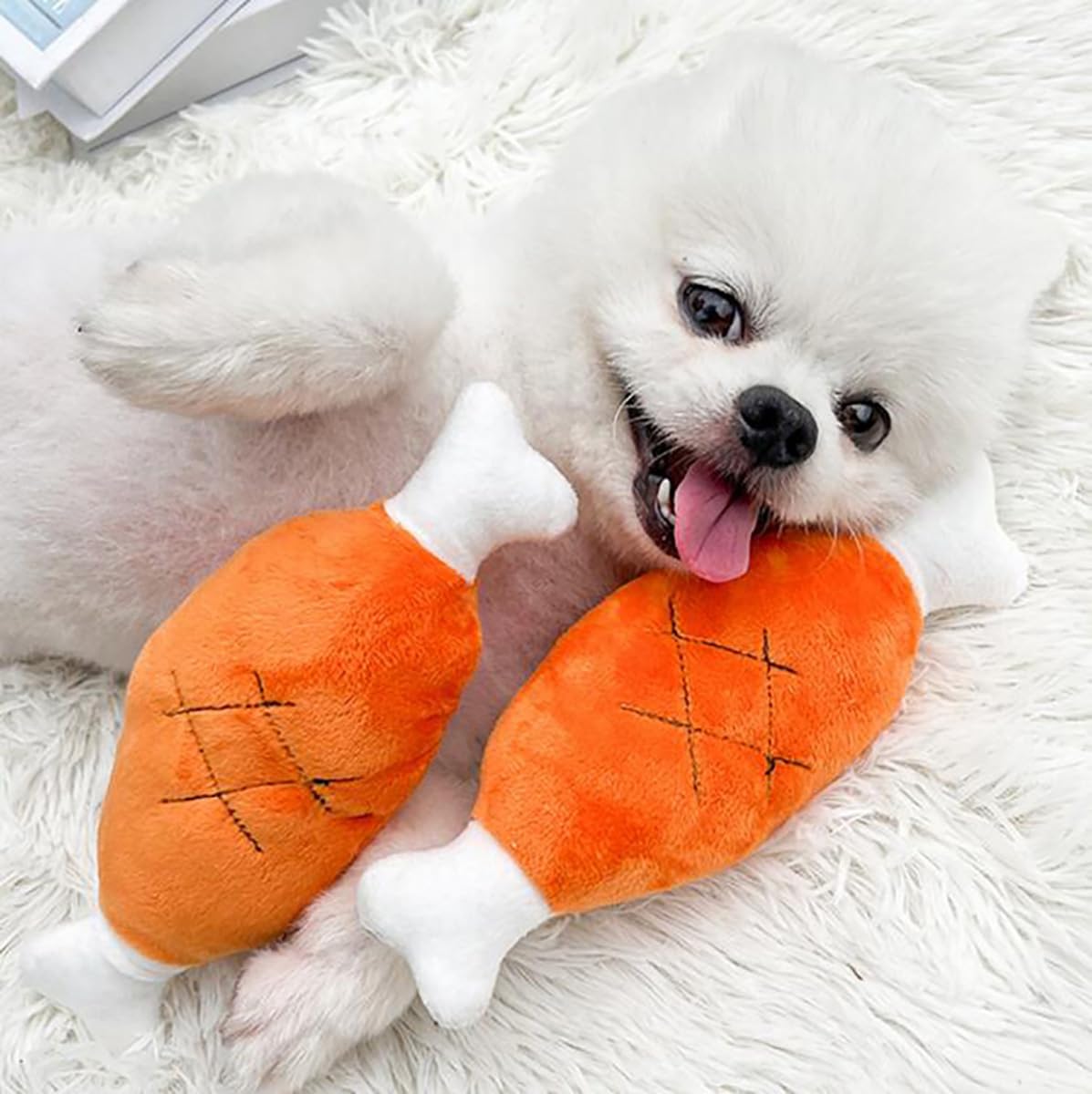 2 Pack Chicken Leg Plush Toy Pet Squeaker Toy Dog Cat Chewing Toys Dog Toys That Make Sounds