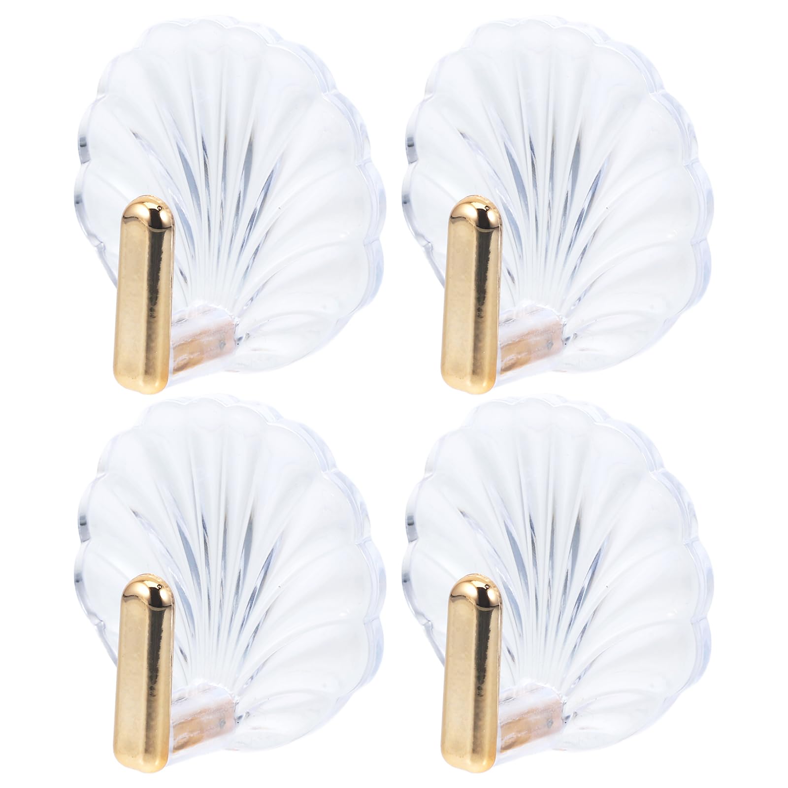 PRETYZOOM 4pcs Adhesive Wall Hooks, Beach Themed Sea Shell Hanger, Plastic Hanging Hook for Towel, Hats, Keys Nautical Bathroom Hooks Coastal Wall Decorations